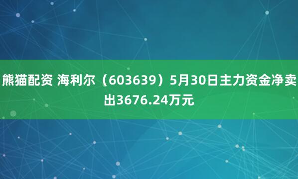 熊猫配资 海利尔（603639）5月30日主力资金净卖出3676.24万元