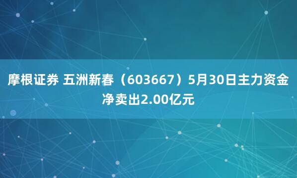 摩根证券 五洲新春（603667）5月30日主力资金净卖出2.00亿元